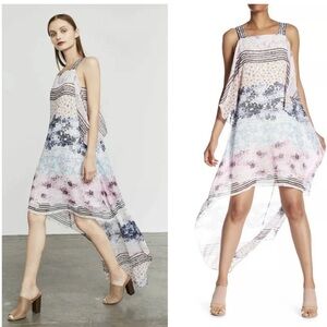 BCBGMaxAzria High Low Dress in Pink and Blue Floral